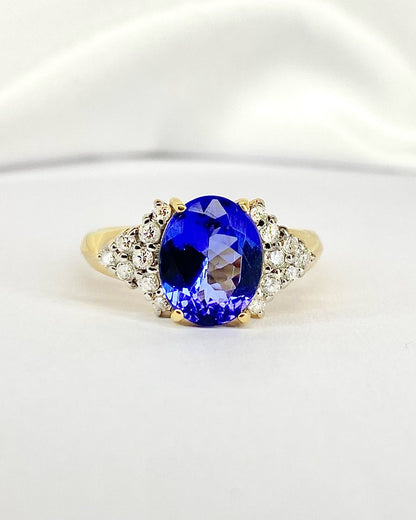 Bague Trilogie Tanzanite 2.60 carat &amp; Diamants 0.32 carat "Mélina" - Elliade Paris