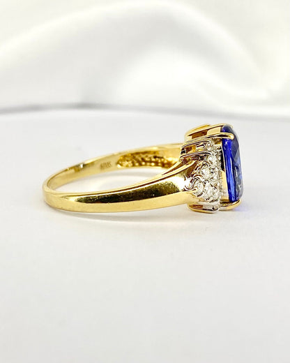 Bague Trilogie Tanzanite 2.60 carat &amp; Diamants 0.32 carat "Mélina" - Elliade Paris