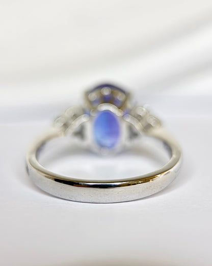Bague Trilogie Tanzanite 3.15 carats &amp; Diamants "Violetta" - Elliade Paris