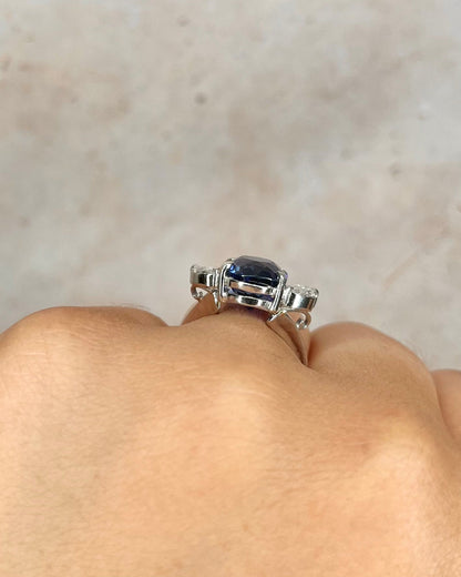 Bague Trilogie Tanzanite 4.50 carats &amp; Diamants 0.40 carat "Aude" - Elliade Paris