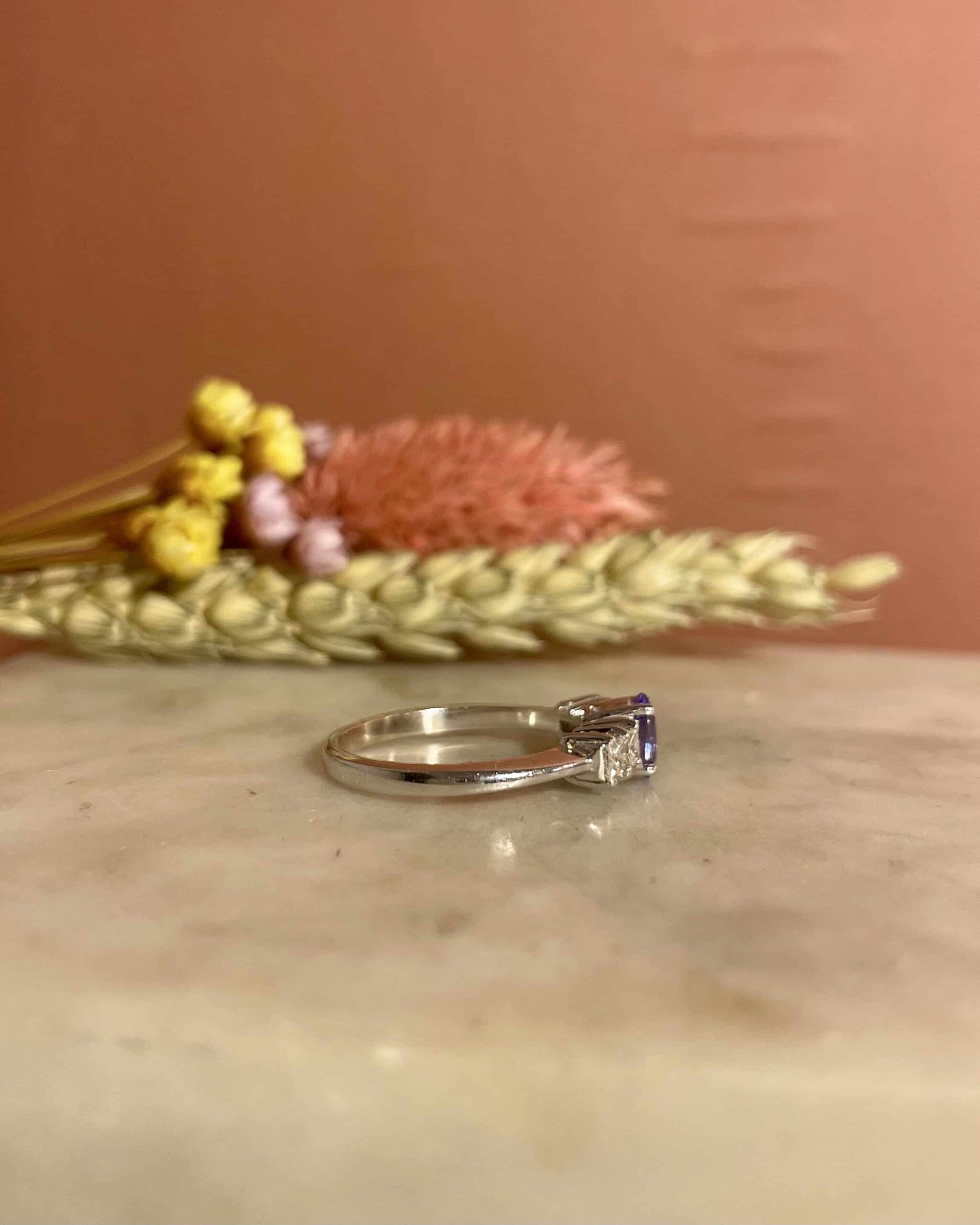 "Eleonore" 0.60 carat Tanzanite &amp;amp; Diamond Trilogy Ring