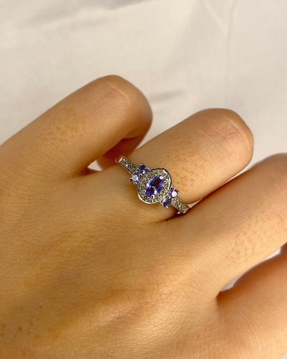 Bague Trilogie Tanzanites 0.45 carat &amp; Diamants "Stany" - Elliade Paris