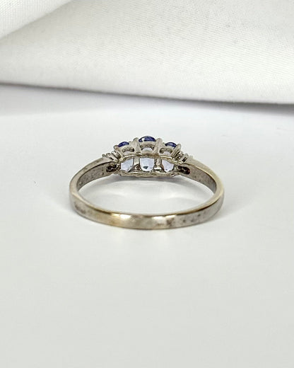 Bague Trilogie Tanzanites 0.86 carat &amp; Diamants "Esmée" - Elliade Paris