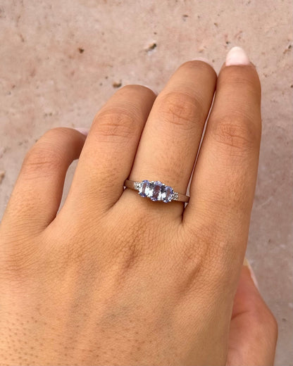 Bague Trilogie Tanzanites 0.86 carat &amp; Diamants "Esmée" - Elliade Paris
