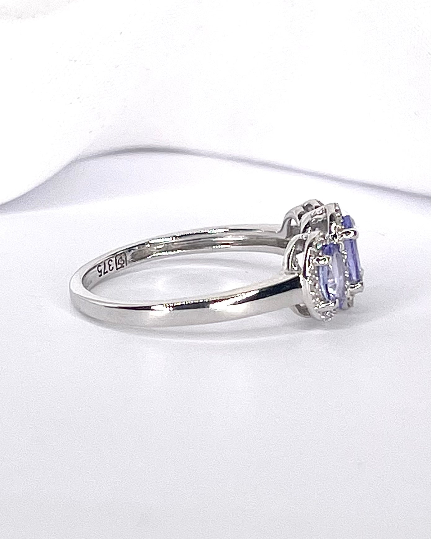 Bague Trilogie Tanzanites 0.88 carat &amp; Diamants "Monica" - Elliade Paris