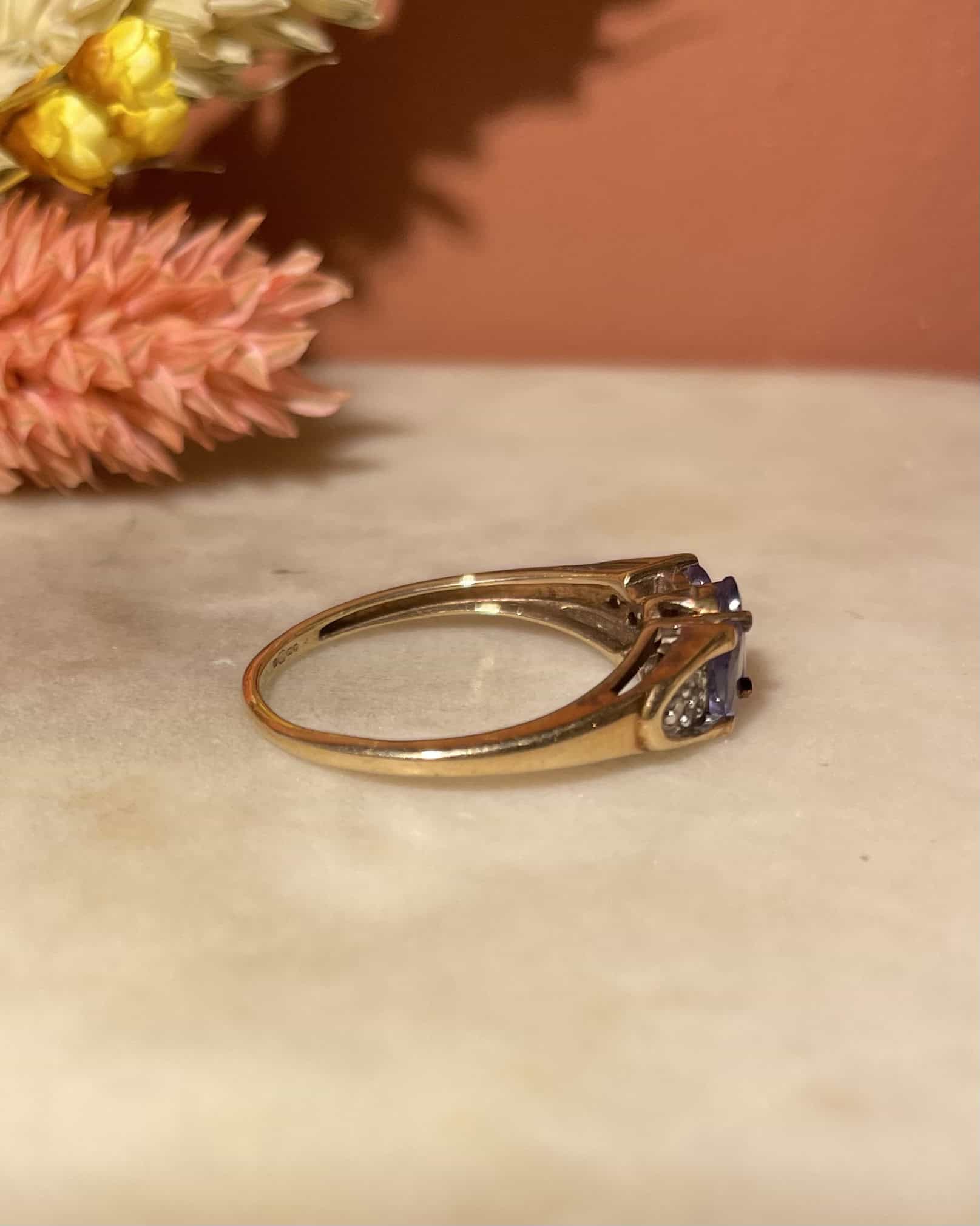 Bague Trilogie Tanzanites 1 carat &amp; Diamants &quot;Tamarra&quot; - Elliade Paris