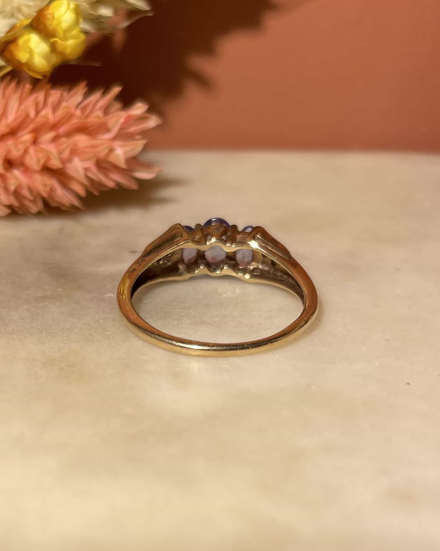 Bague Trilogie Tanzanites 1 carat &amp; Diamants &quot;Tamarra&quot; - Elliade Paris