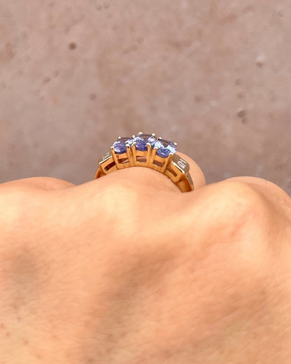 Bague Trilogie Tanzanites 1.35 carat &amp; Diamants "Cléa" - Elliade Paris