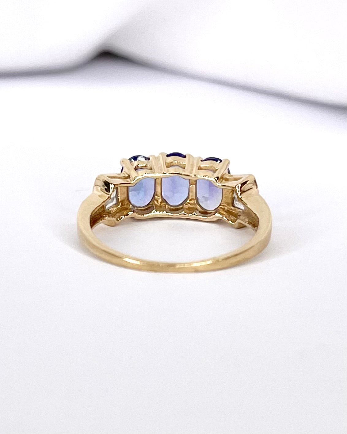 Bague Trilogie Tanzanites 1.35 carat &amp; Diamants "Cléa" - Elliade Paris