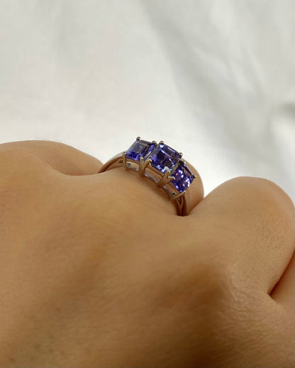 Bague Trilogie Tanzanites 2.80 carats &quot;Lilliane&quot; - Elliade Paris