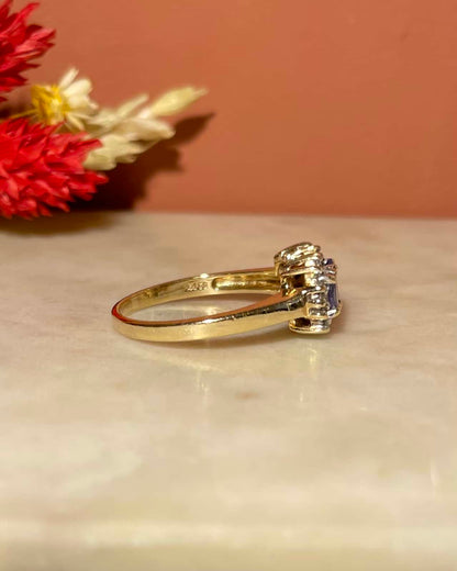 Bague trilogie Tanzanites &amp; 30 Diamants &quot;Albanne&quot; - Elliade Paris