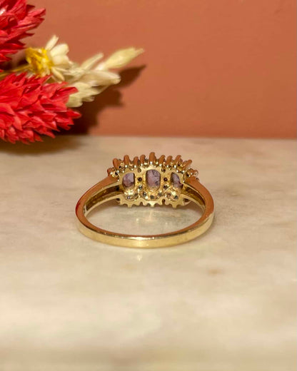 Bague trilogie Tanzanites &amp; 30 Diamants &quot;Albanne&quot; - Elliade Paris