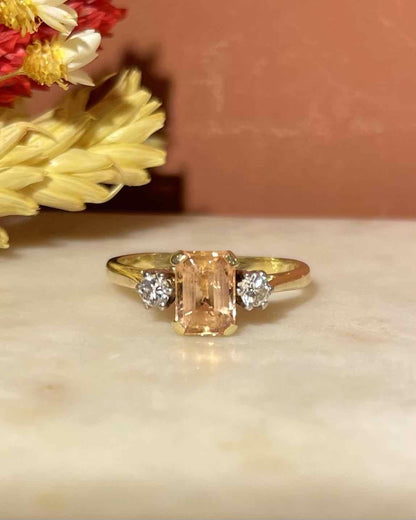 Bague Trilogie Topaze Impériale &amp; Diamants &quot;Sélène&quot; - Elliade Paris