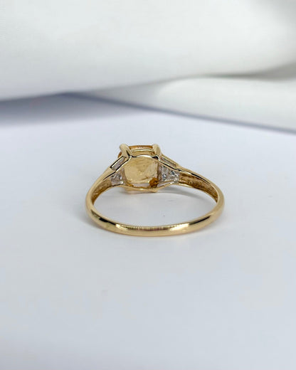 Bague Trilogie Topaze Jaune 1.65 carat &amp; 6 Diamants &quot;Flavie&quot; - Elliade Paris