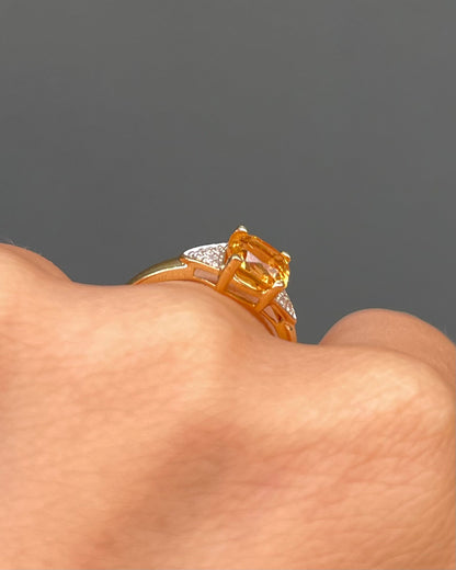 Bague Trilogie Topaze Jaune 1.65 carat &amp; 6 Diamants &quot;Flavie&quot; - Elliade Paris