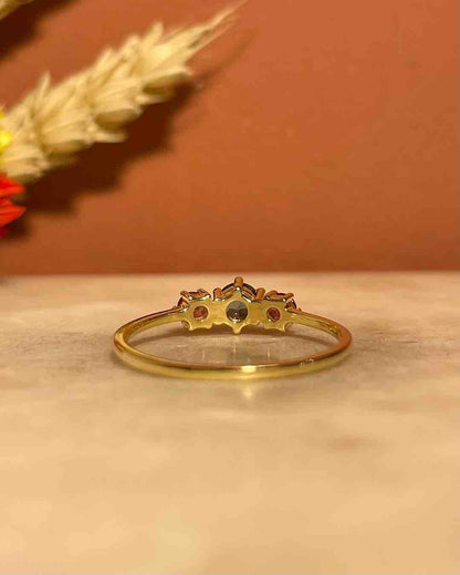 Bague Trilogie Topaze &amp; Tourmalines Roses &quot;Beyonie&quot; - Elliade Paris