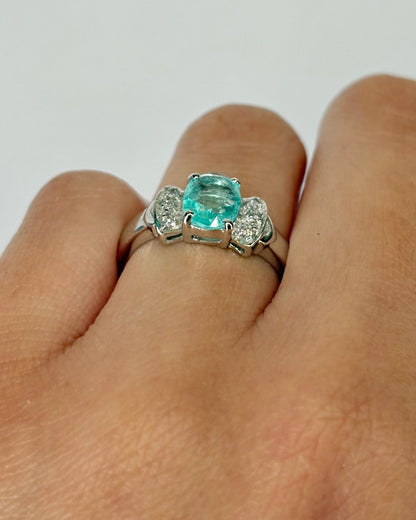 Bague Trilogie Tourmaline 0.63 carat &amp; Diamants "Coralie" - Elliade Paris