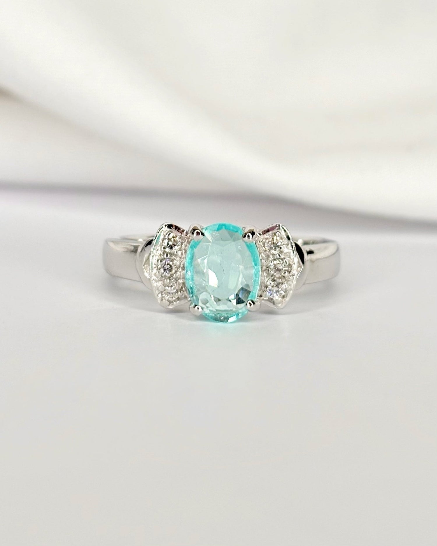 Bague Trilogie Tourmaline 0.63 carat &amp; Diamants "Coralie" - Elliade Paris