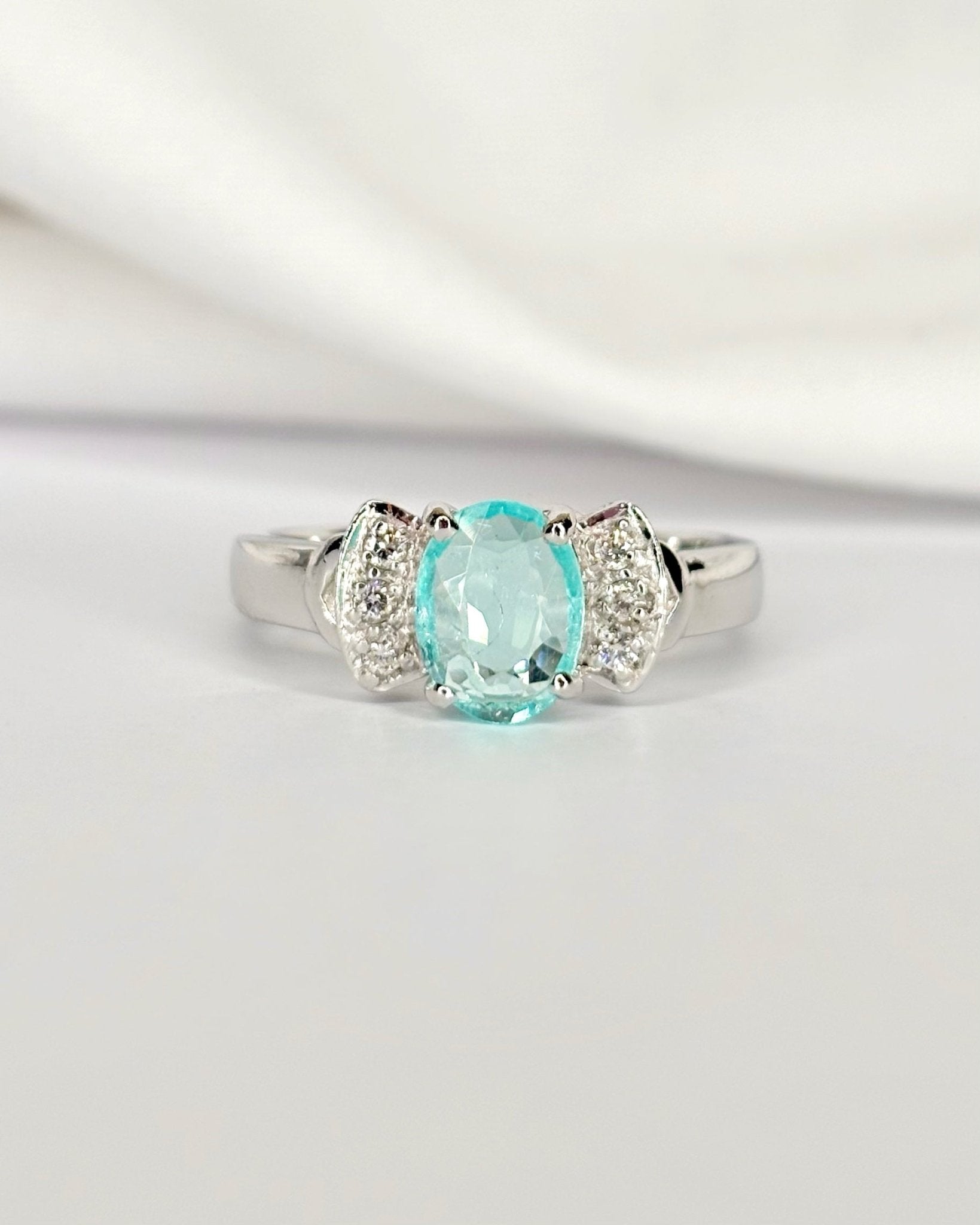 Bague Trilogie Tourmaline 0.63 carat &amp; Diamants "Coralie" - Elliade Paris