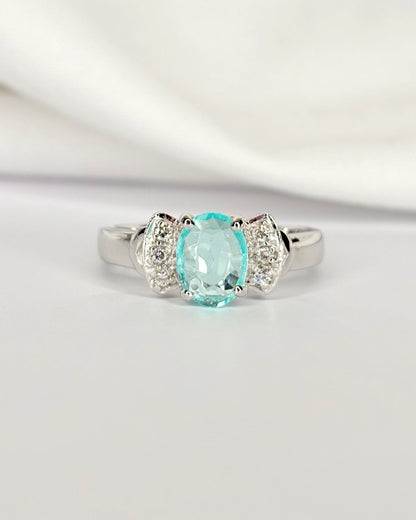 Bague Trilogie Tourmaline 0.63 carat &amp; Diamants "Coralie" - Elliade Paris