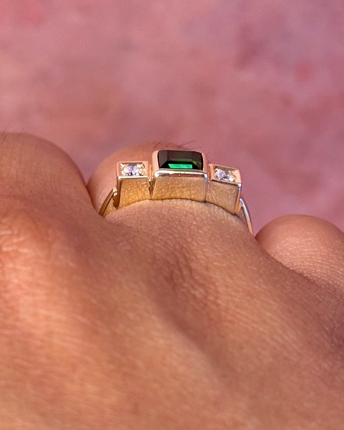 Bague Trilogie Tourmaline 0.80 carat &amp; Diamants "Philipine" - Elliade Paris