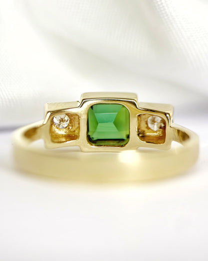 Bague Trilogie Tourmaline 0.80 carat &amp; Diamants "Philipine" - Elliade Paris
