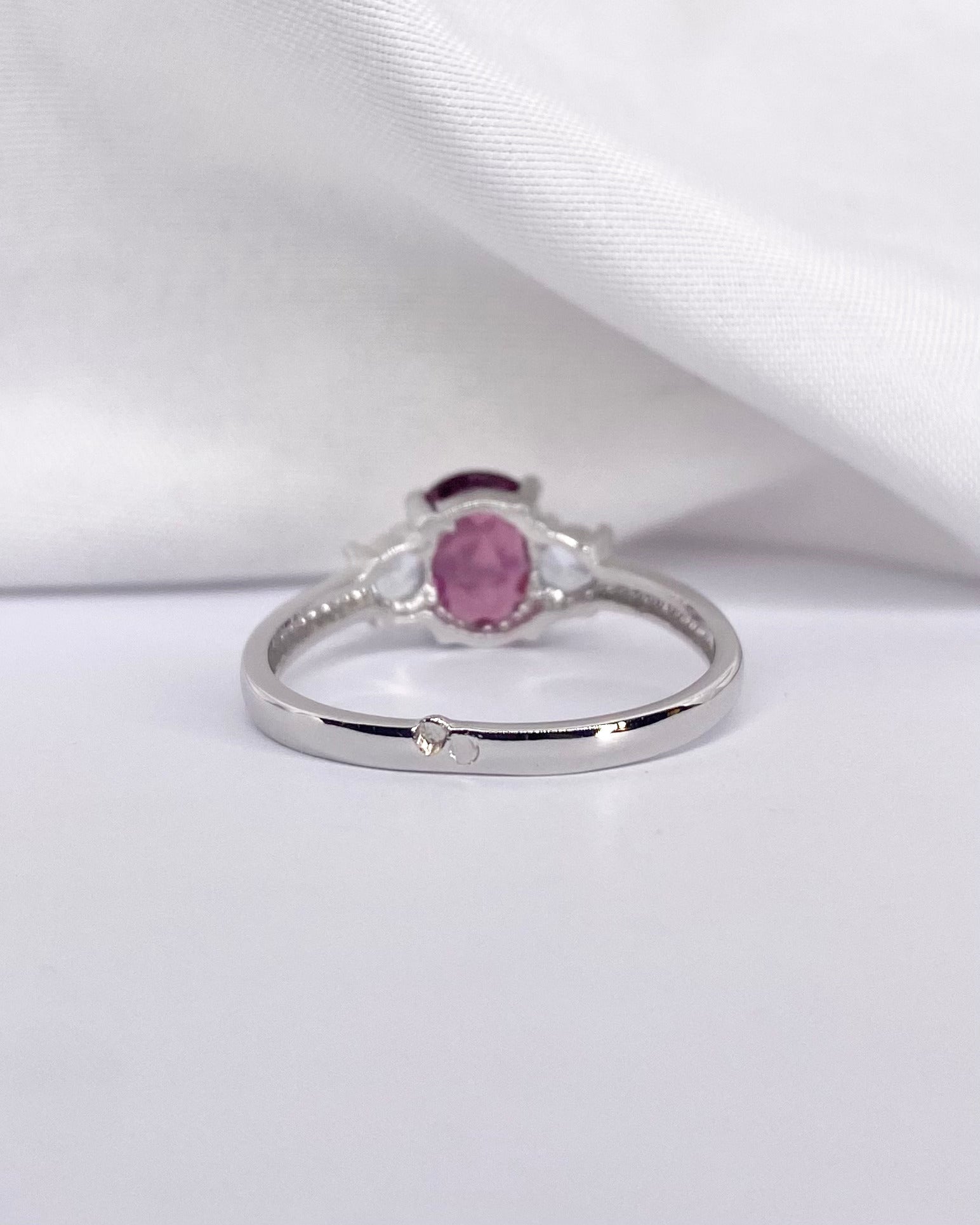 Bague Trilogie Tourmaline 1 carat &amp; 2 Aigue - Marines "Valentina" - Elliade Paris