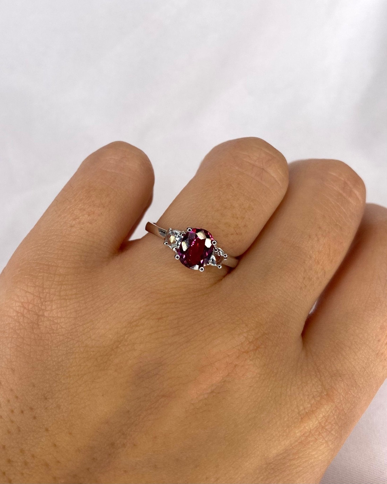 Bague Trilogie Tourmaline 1 carat &amp; 2 Aigue - Marines "Valentina" - Elliade Paris