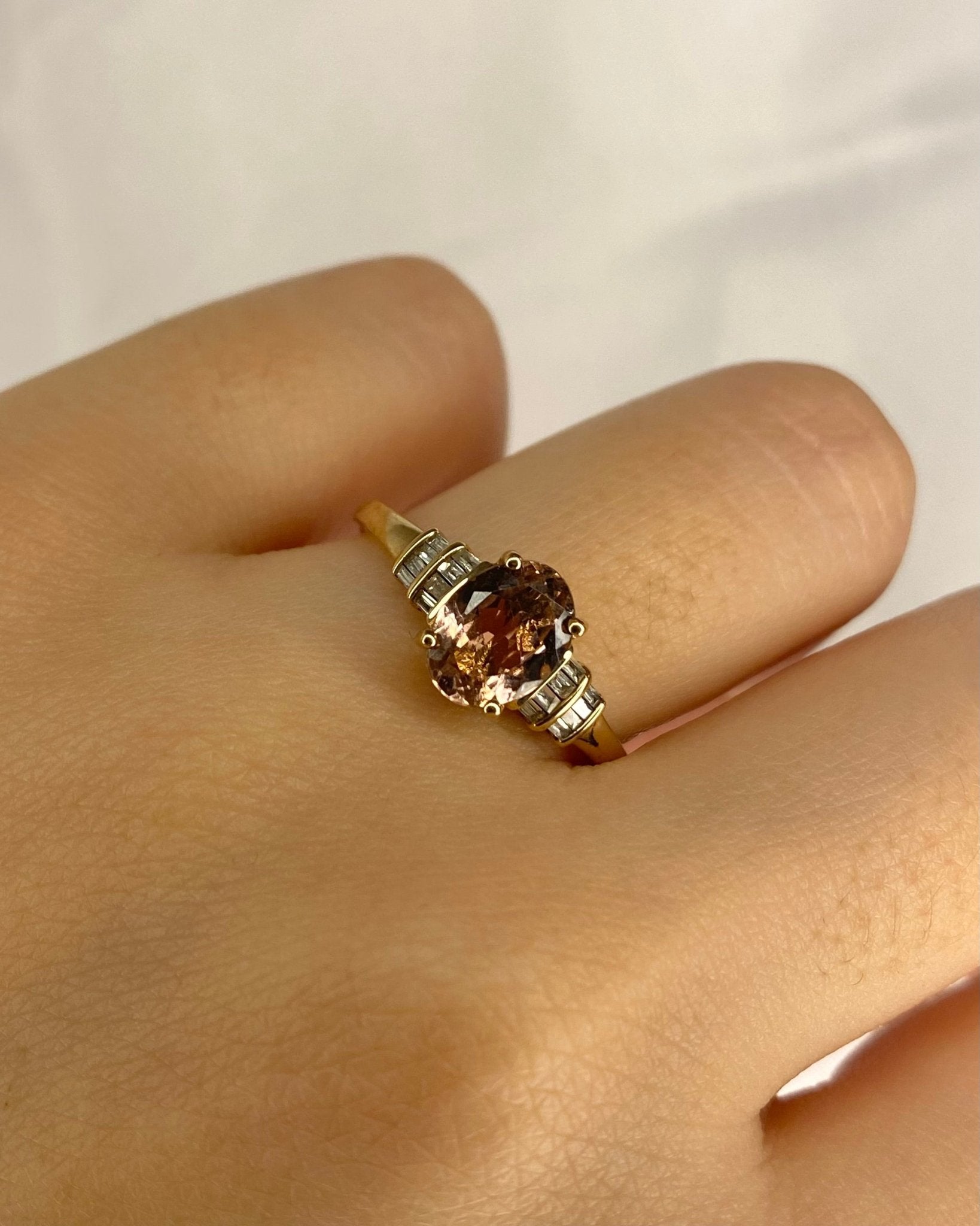 Bague Trilogie Tourmaline 1.10 carat &amp; Diamants "Sara" - Elliade Paris