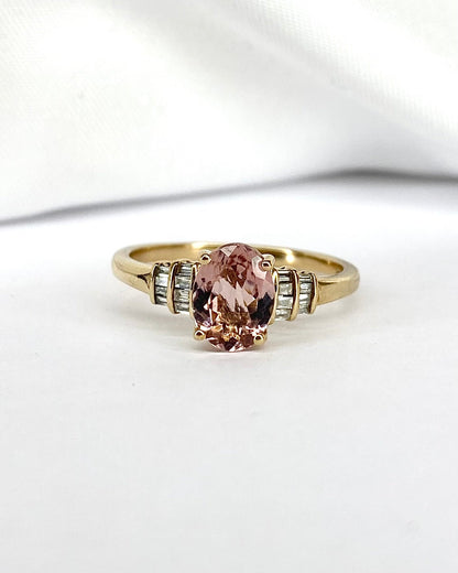 Bague Trilogie Tourmaline 1.10 carat &amp; Diamants "Sara" - Elliade Paris
