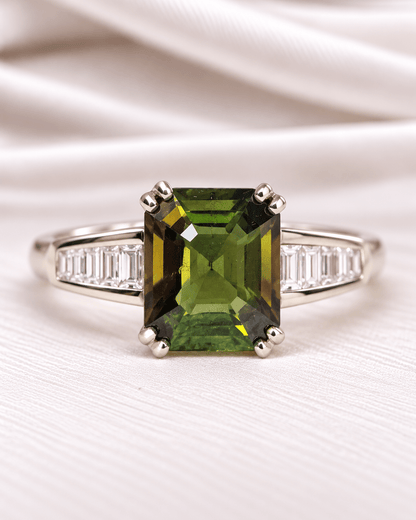 Bague Trilogie Tourmaline 2.54 carats &amp; Diamants "Véridise" - Elliade Paris