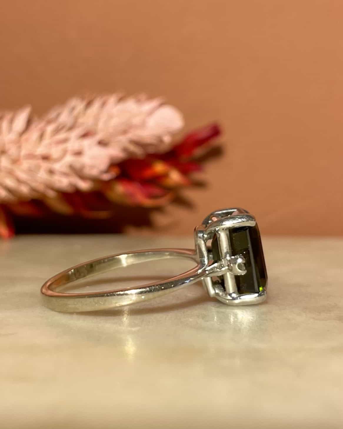 Bague Trilogie Tourmaline 3 carats &amp; Diamants "Layla" - Elliade Paris