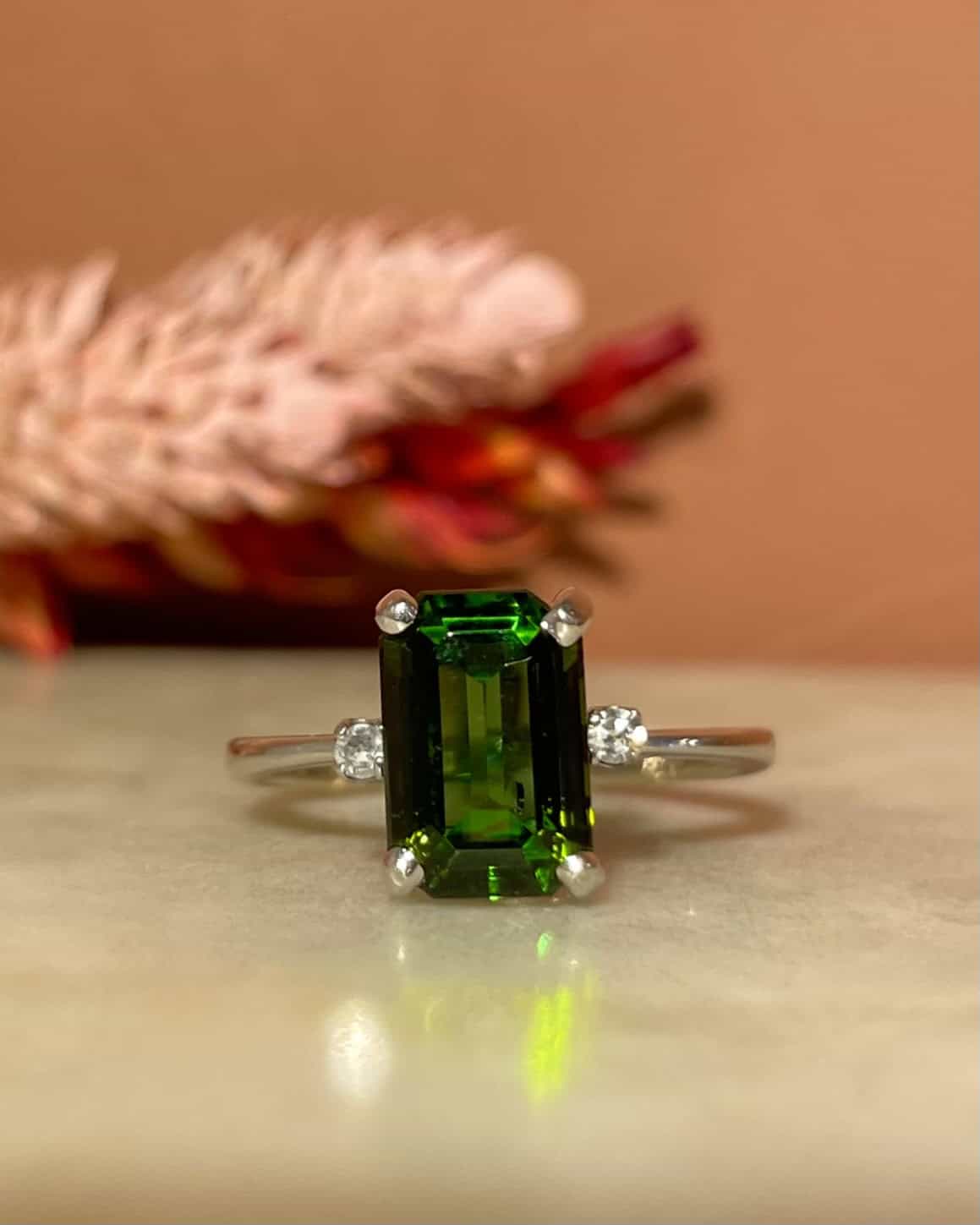Bague Trilogie Tourmaline 3 carats &amp; Diamants "Layla" - Elliade Paris