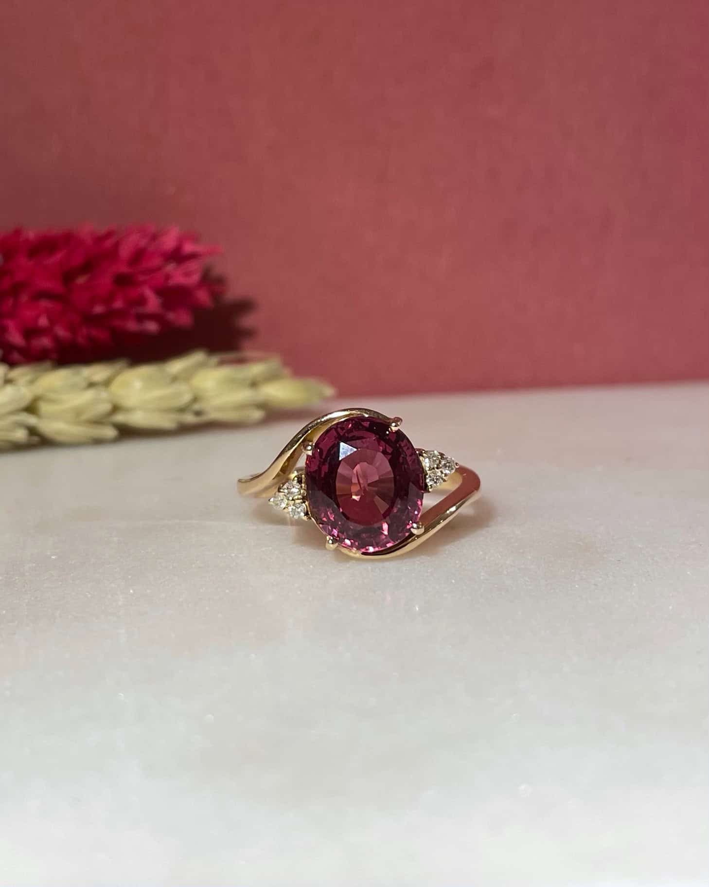 Bague Trilogie Tourmaline 3.10 Carats &amp; Diamants “Lara" - Elliade Paris