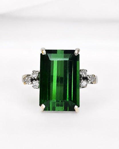 Bague Trilogie Tourmaline 6.20 carats &amp; 6 Diamants "Aude" - Elliade Paris