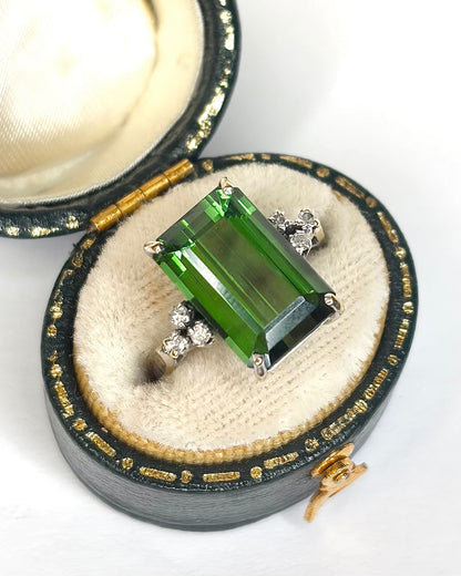 Bague Trilogie Tourmaline 6.20 carats &amp; 6 Diamants "Aude" - Elliade Paris