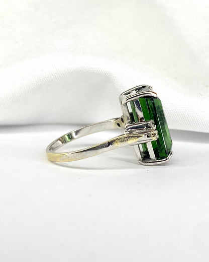Bague Trilogie Tourmaline 6.20 carats &amp; 6 Diamants "Aude" - Elliade Paris