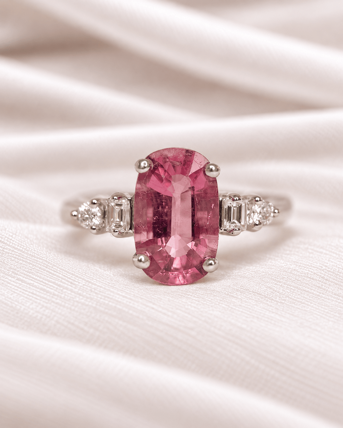 Bague Trilogie Tourmaline Rose 1.54 carat &amp; Diamants "Hortense" - Elliade Paris