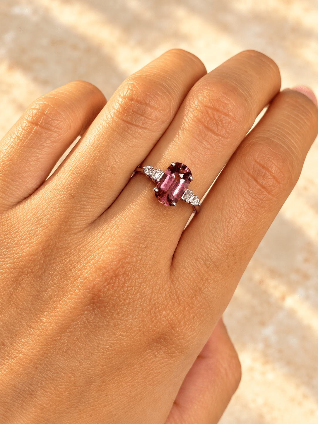 Bague Trilogie Tourmaline Rose 1.54 carat &amp; Diamants "Hortense" - Elliade Paris