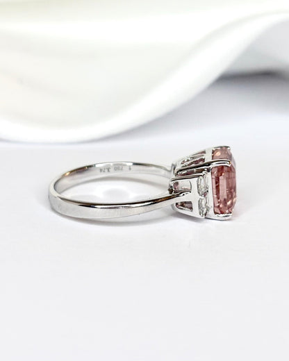 Bague Trilogie Tourmaline Rose 3.74 carats &amp; Diamants "Esther" - Elliade Paris