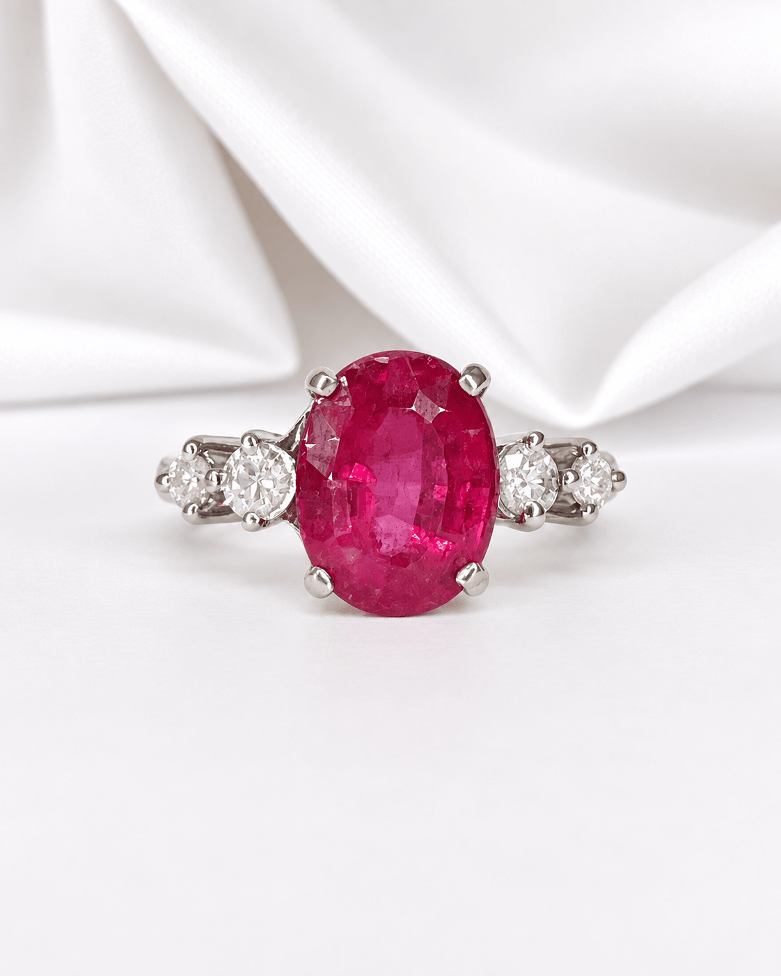 Bague Trilogie Tourmaline Rose 4.50 carat &amp; Diamants 0.26 carat "Carla" - Elliade Paris