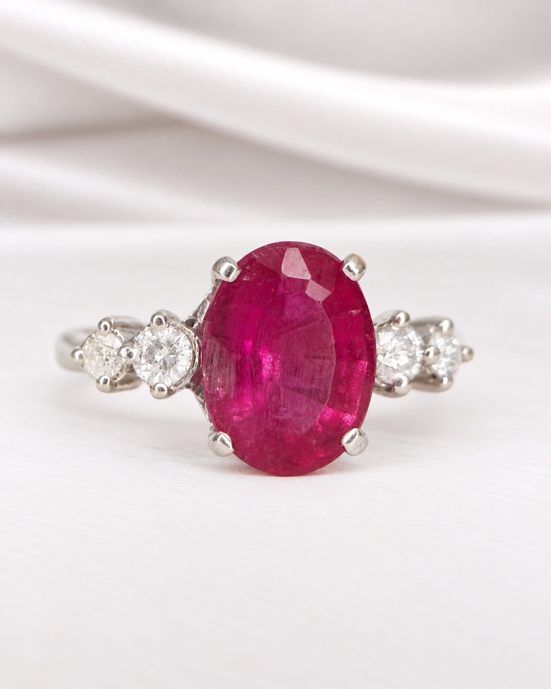 Bague Trilogie Tourmaline Rose 4.50 carat &amp; Diamants 0.26 carat "Carla" - Elliade Paris