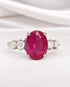 Bague Trilogie Tourmaline Rose 4.50 carat & Diamants 0.26 carat "Carla" - Elliade Paris