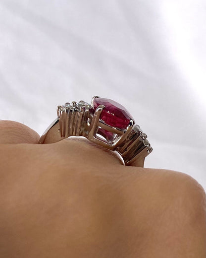 Bague Trilogie Tourmaline Rose 4.50 carats &amp; Diamants "Carla" - Elliade Paris