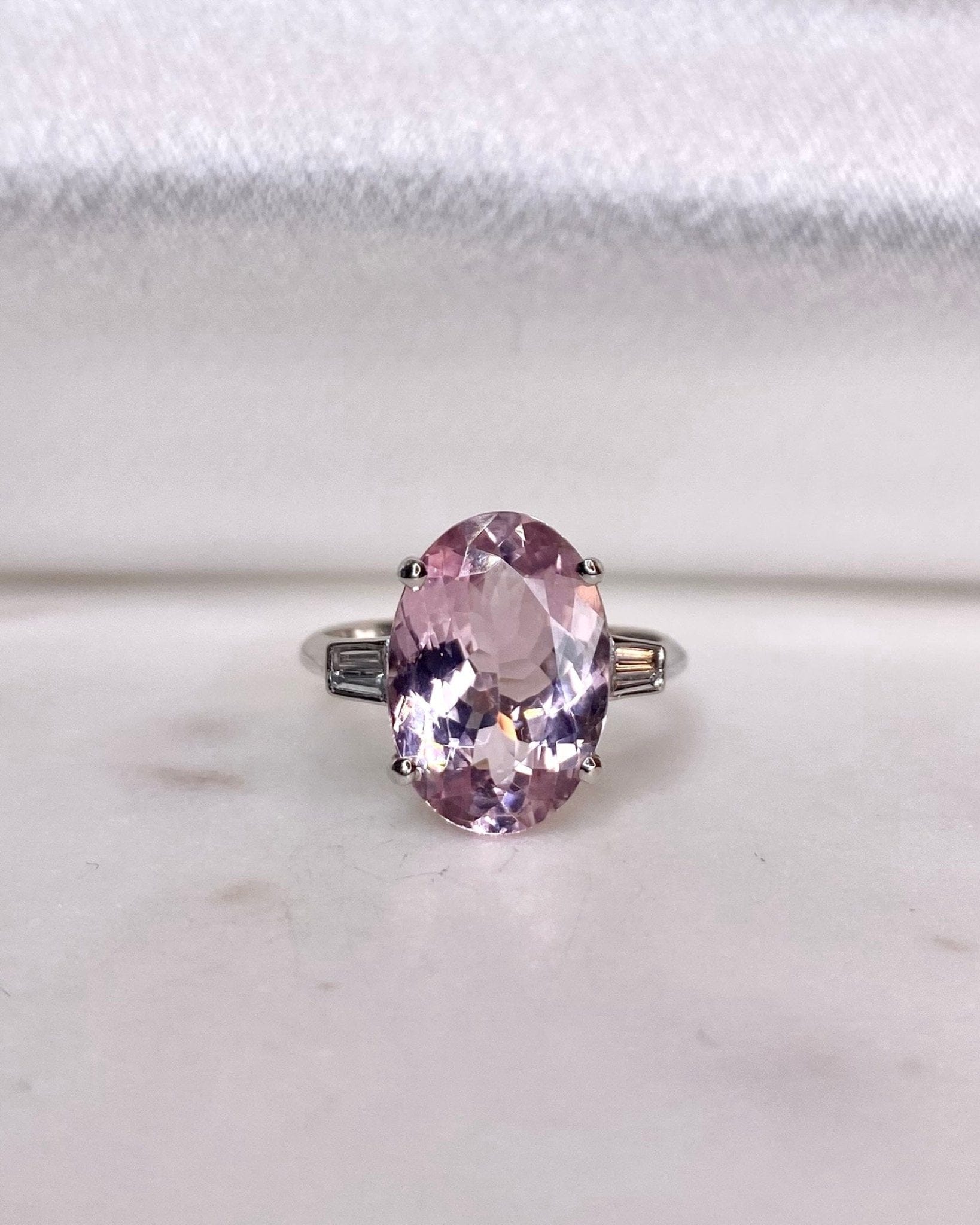 Bague Trilogie Tourmaline Rose 5 carats &amp; Diamants "Ophélia" - Elliade Paris