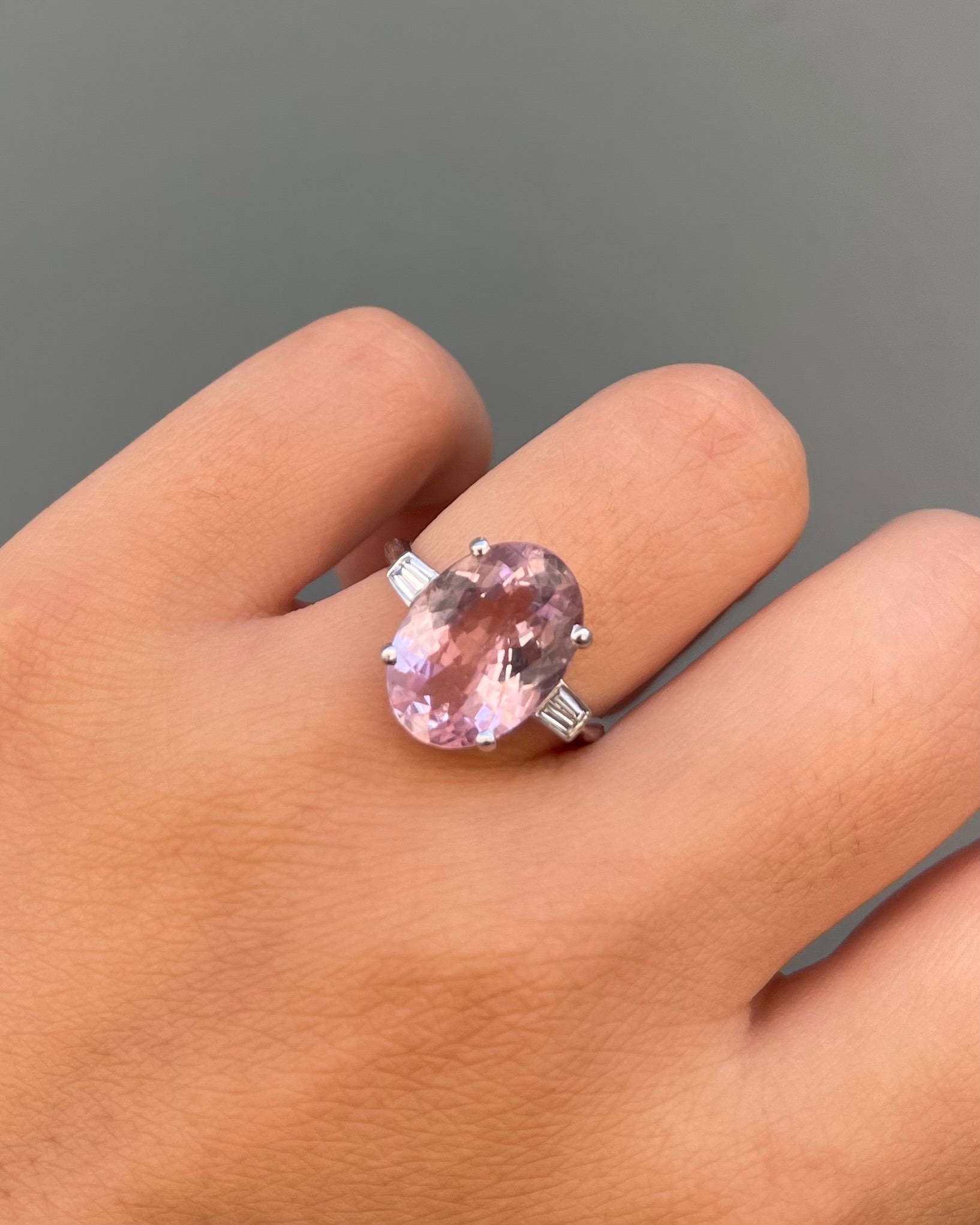 Bague Trilogie Tourmaline Rose 5 carats &amp; Diamants &quot;Ophélia&quot; - Elliade Paris