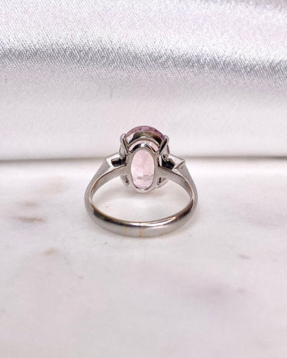 Bague Trilogie Tourmaline Rose 5 carats &amp; Diamants &quot;Ophélia&quot; - Elliade Paris