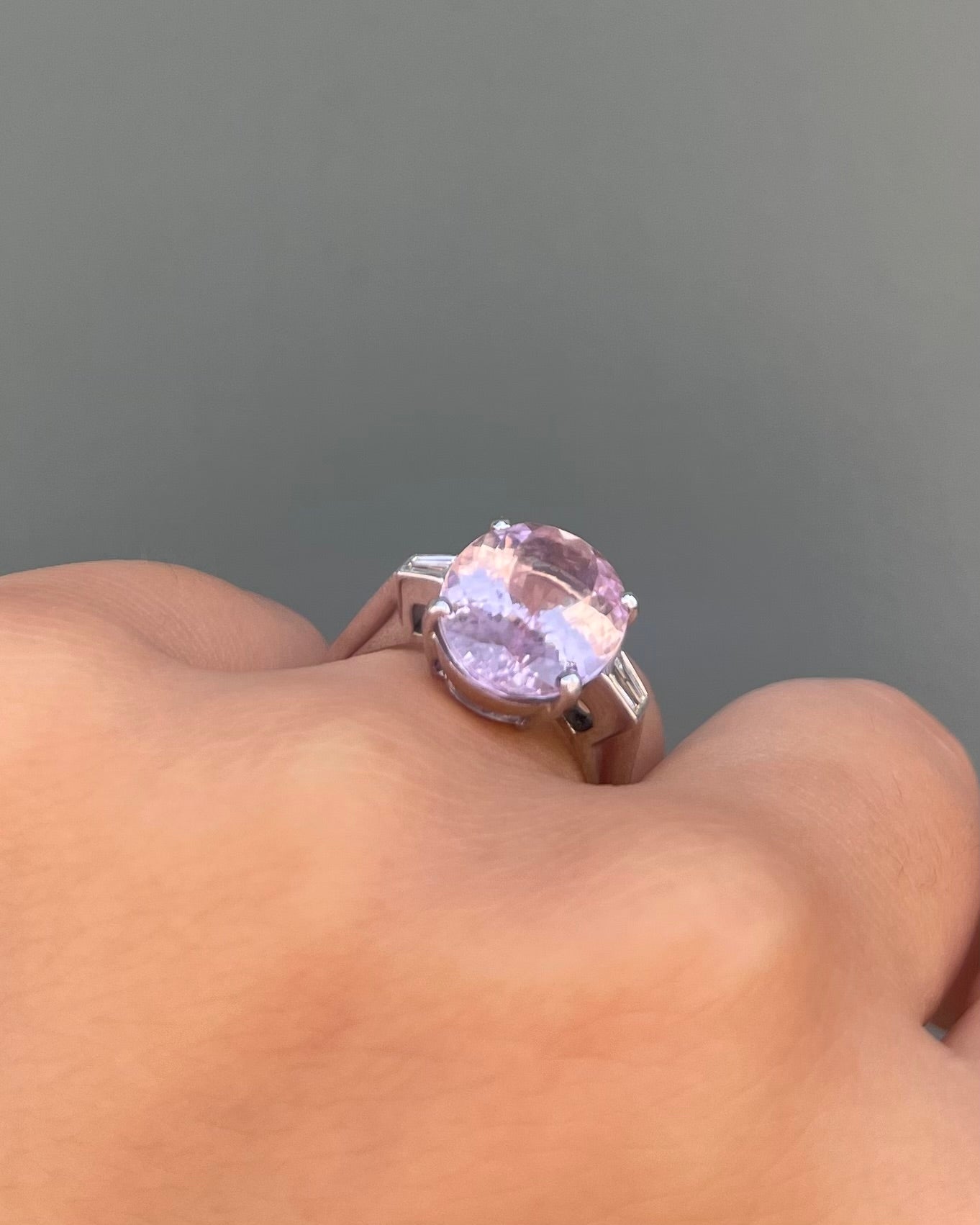Bague Trilogie Tourmaline Rose 5 carats &amp; Diamants &quot;Ophélia&quot; - Elliade Paris