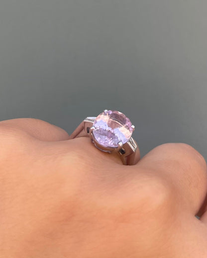 Bague Trilogie Tourmaline Rose 5 carats &amp; Diamants &quot;Ophélia&quot; - Elliade Paris