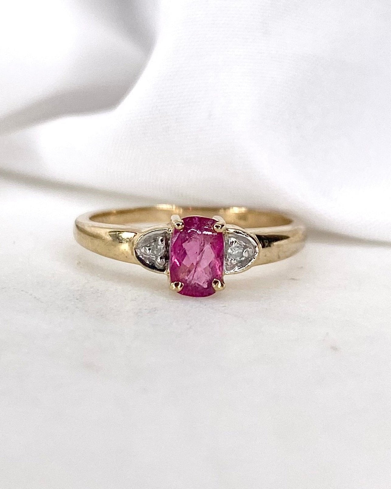 Bague Trilogie Tourmaline Rose &amp; Diamants "Judy" - Elliade Paris